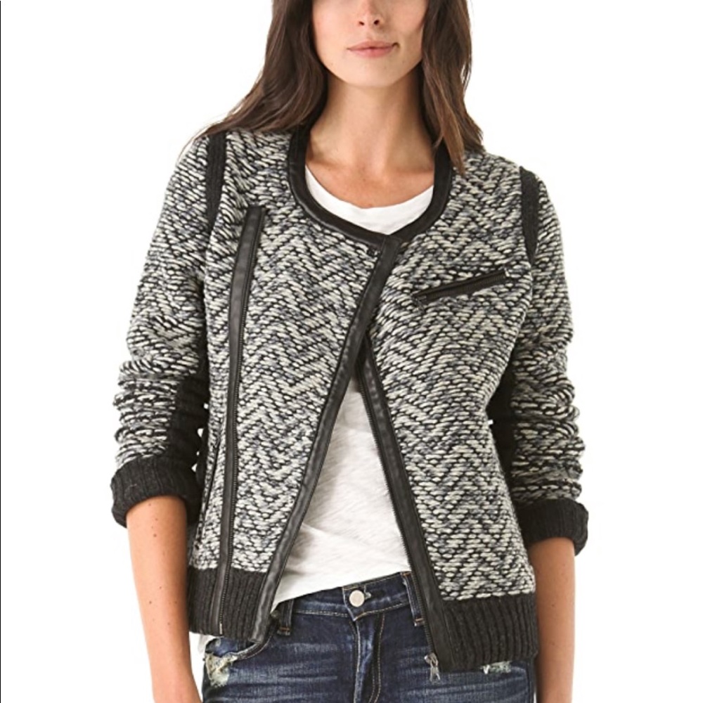 rag & bone / Knit Jacket with Leather Trim